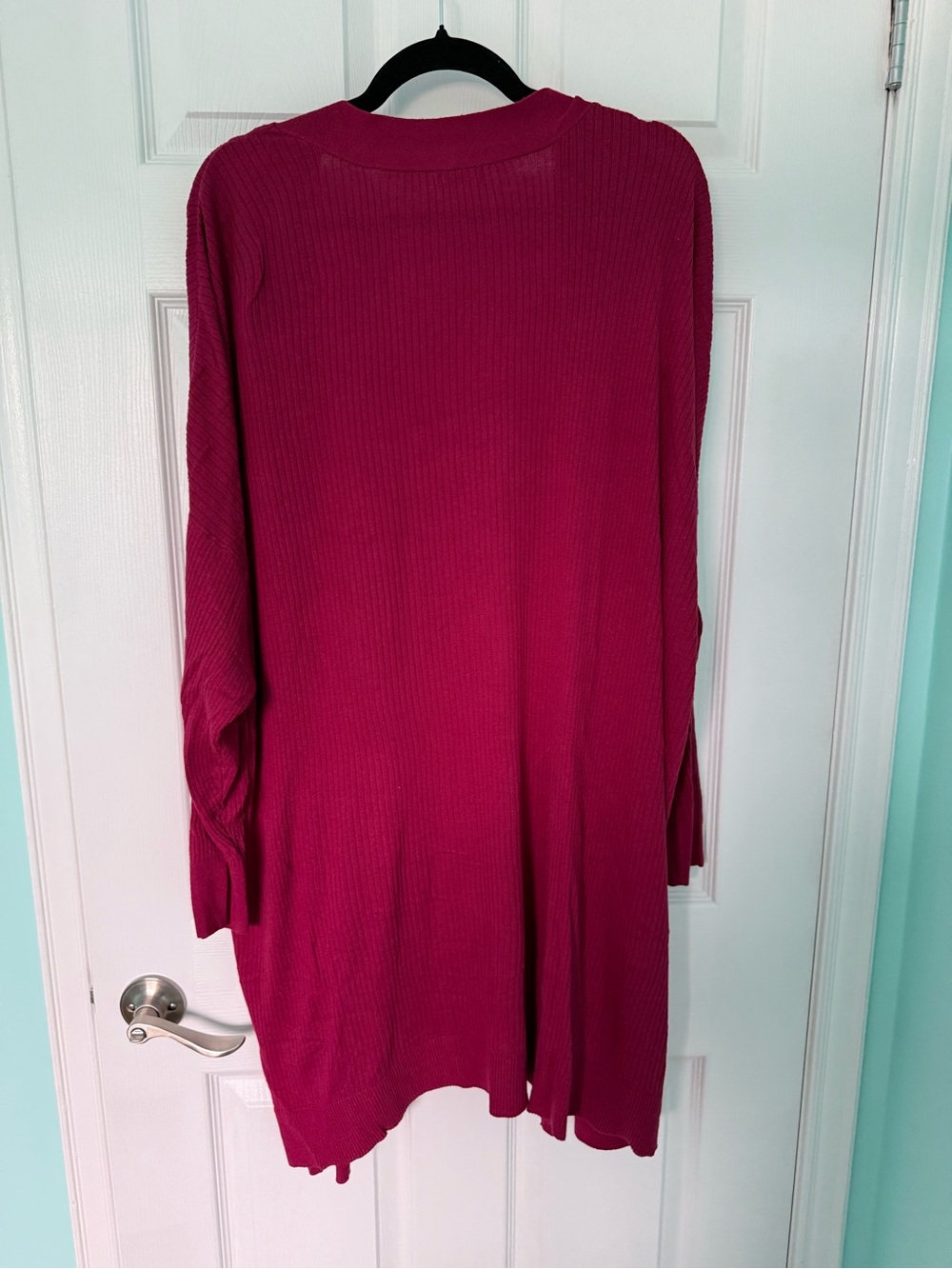 Penningtons Deep Raspberry Open-Front Ribbed Cardigan - Picture 3 of 5